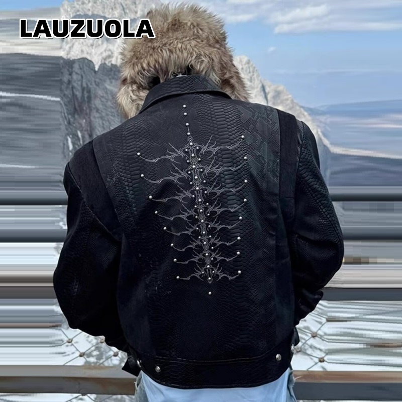 Embroidery Knit - Jaqueta Masculina Preta com Estampa de