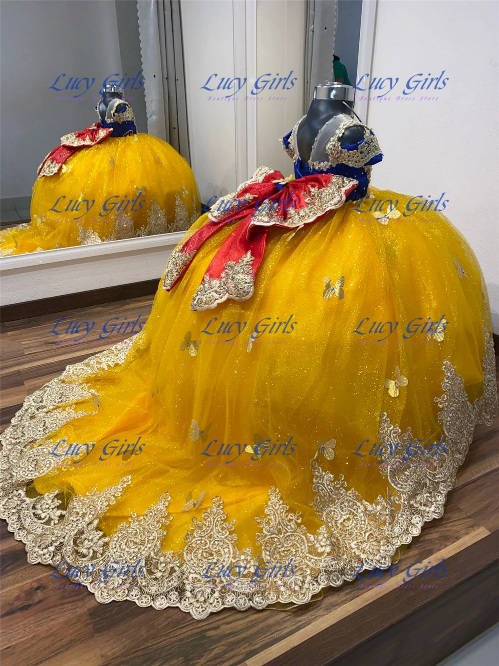 Embroidery Yellow Flower - Qualidade borboleta applique lindo vestido da