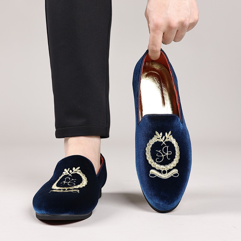 Embroidery On Leather - Mocassins de designer de luxo camurça
