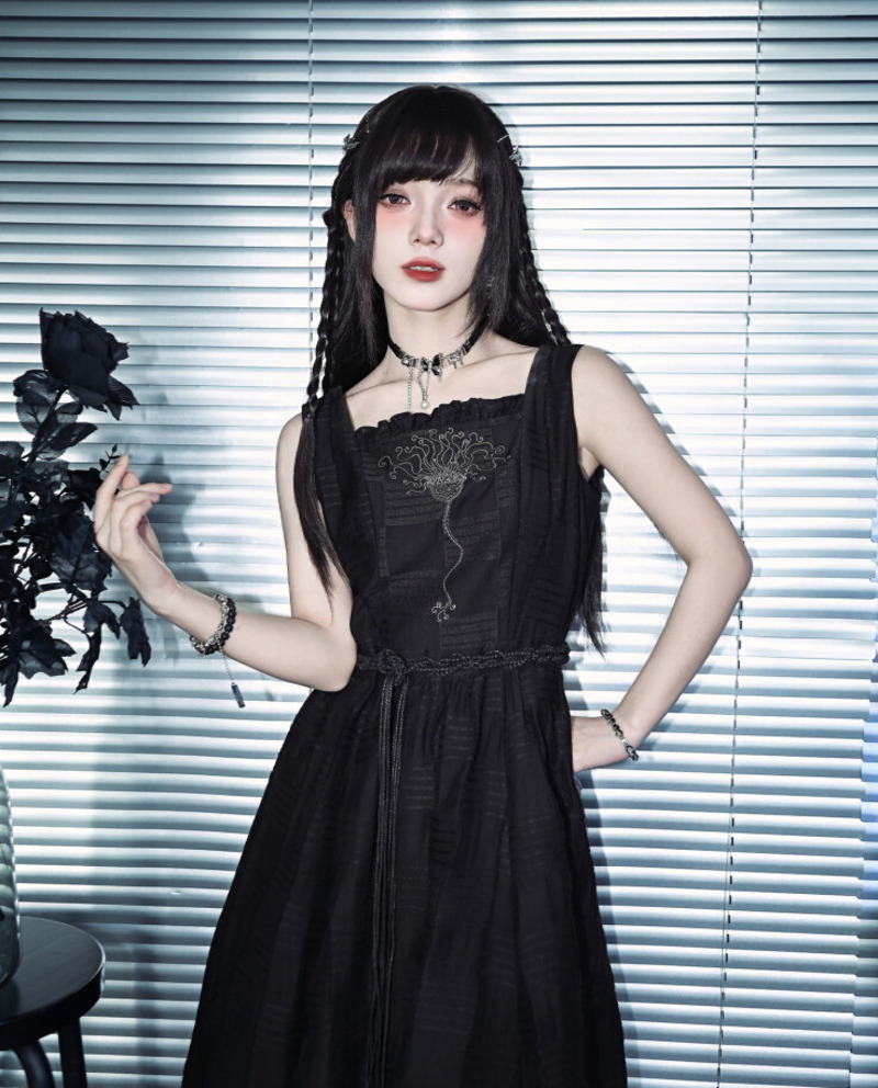 Embroidery Knit - Novo Vestido Longo Preto de Dupla