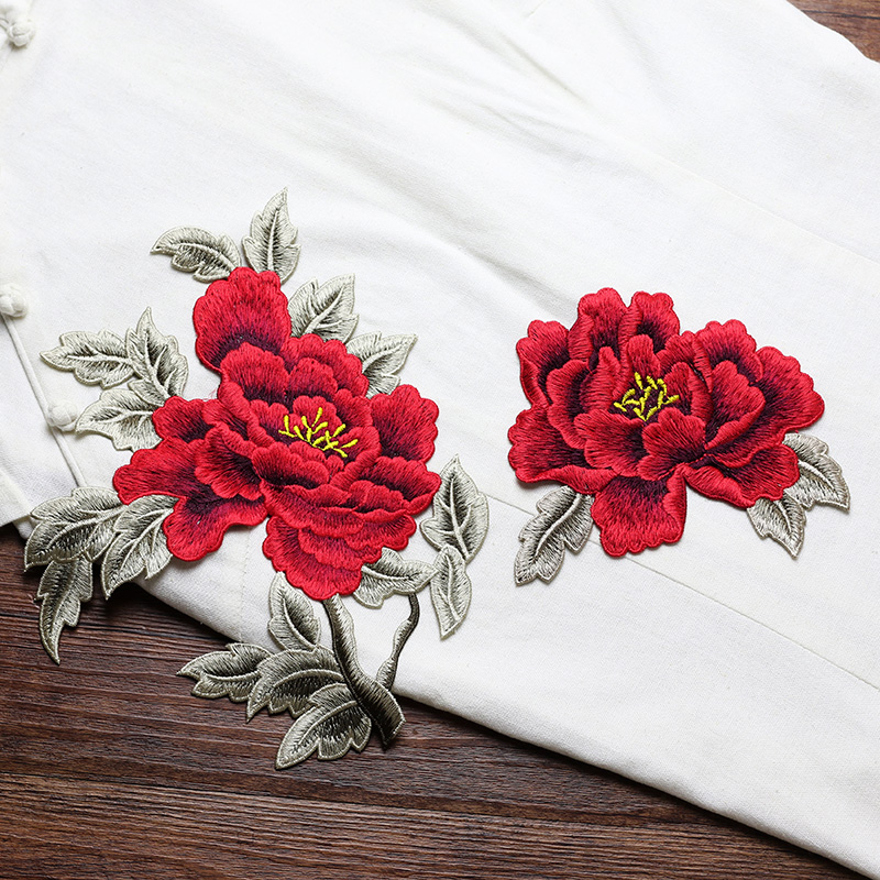 Embroidery Yellow Flower - 1 Par de Apliques de Flores