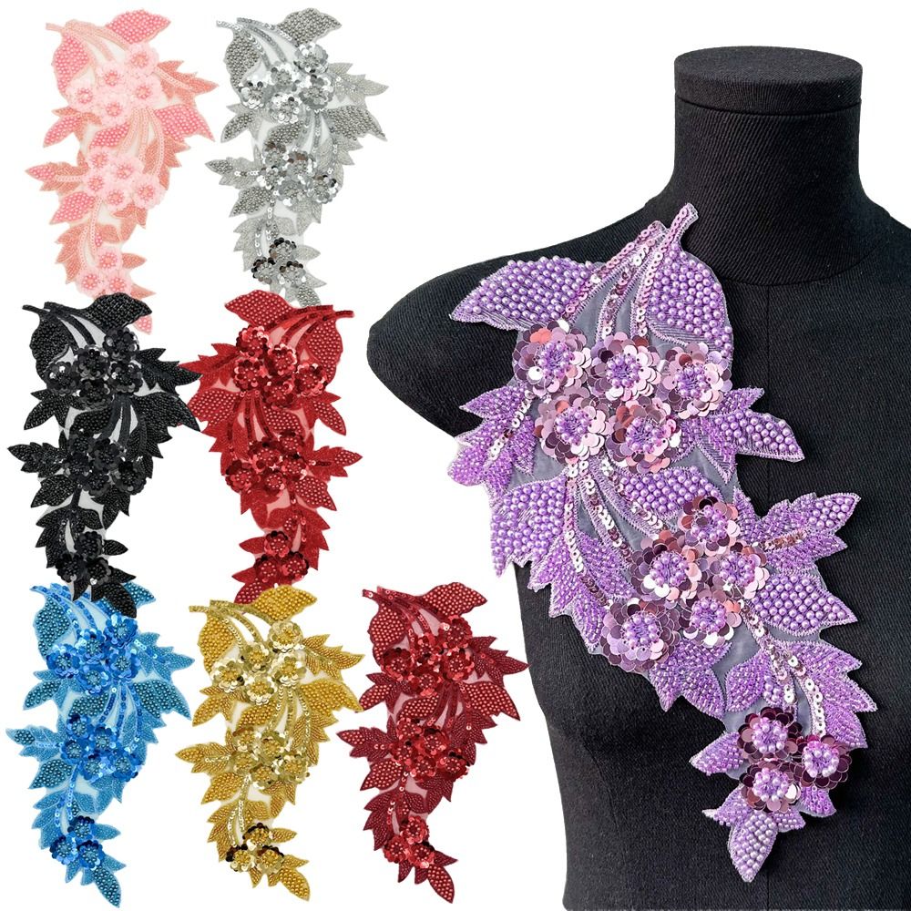 Embroidery Patch - Apliques de Flores em Lantejoulas 3D