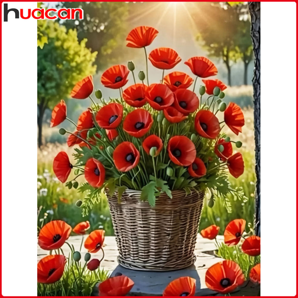 Embroidery Daisy - Huacan pintura completa de diamante papoula