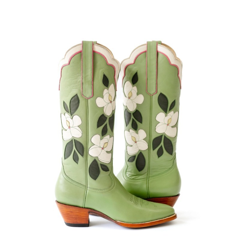 Embroidery Flower - Bota Feminina Country de Couro PU