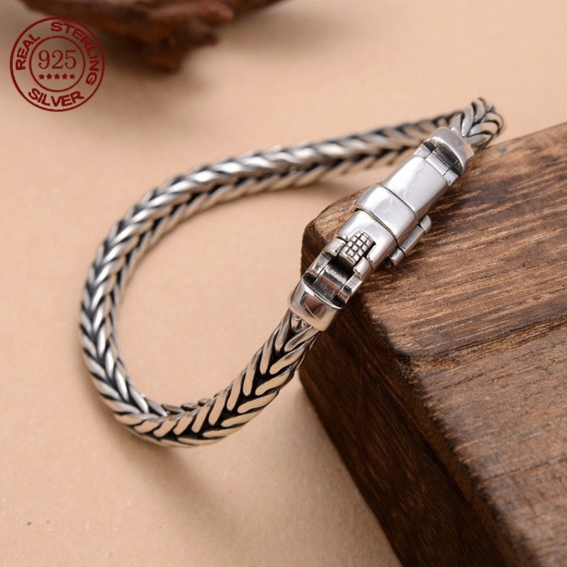 Embroidery Bracelet - S925 Sterling Silver Pulseiras Simples para