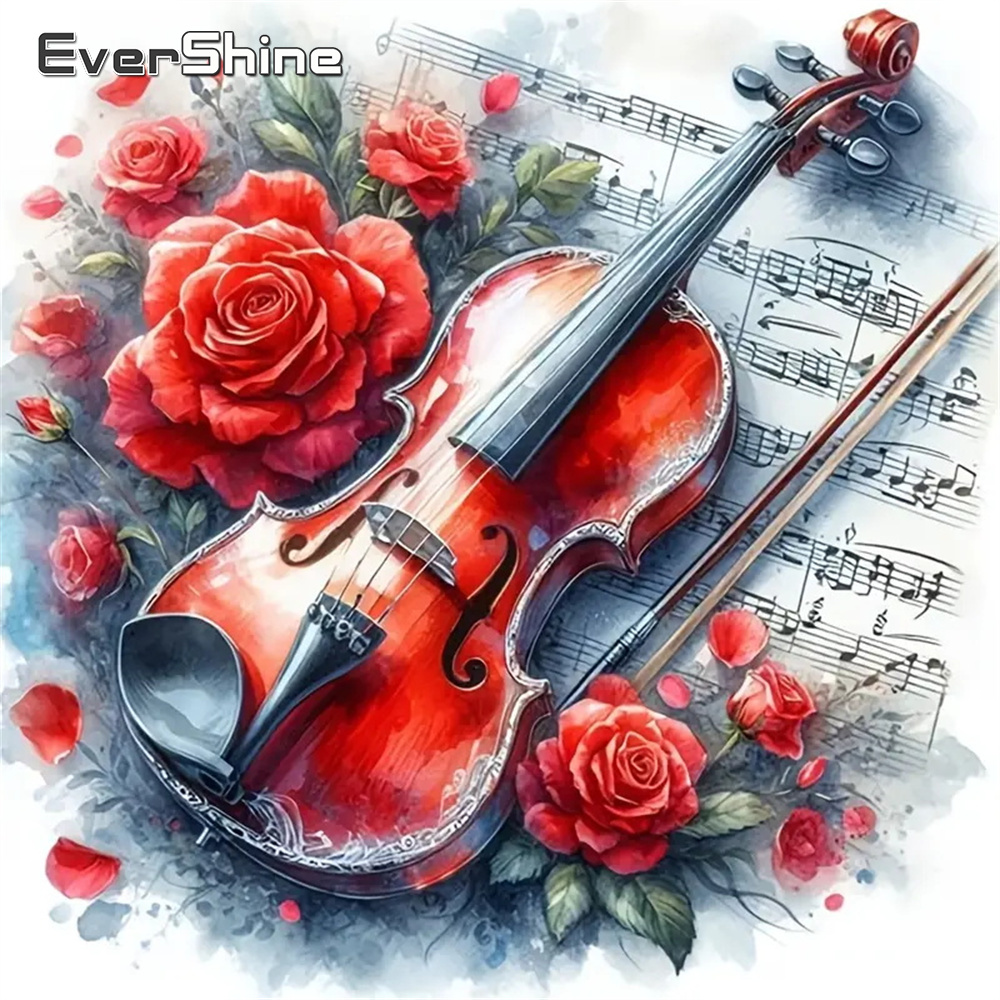 Embroidery Daisy - Evershine diy pintura diamante violino quadrado