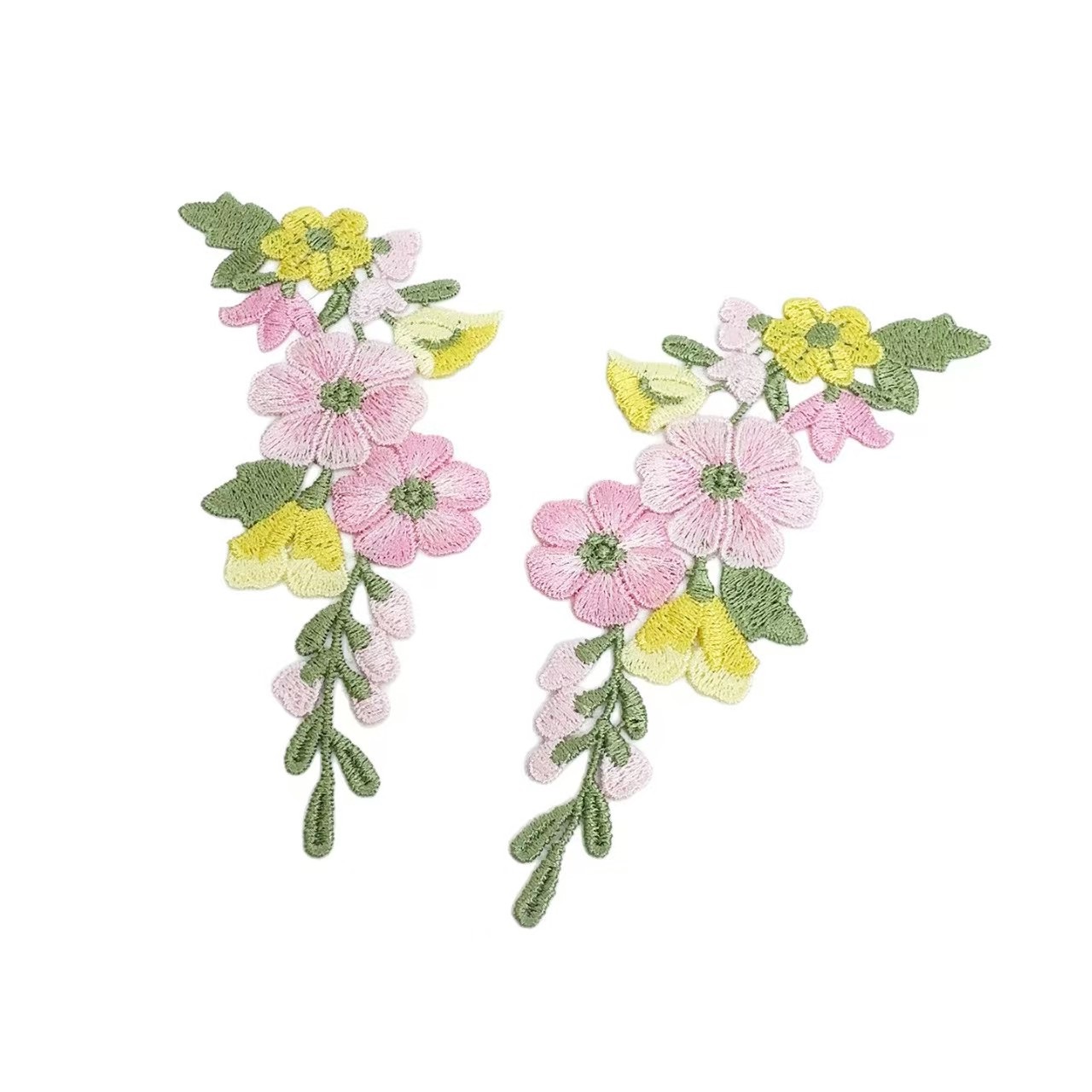 Embroidery Yellow Flower - 10 pçs/lote 5.5*13cm rosa amarelo verde