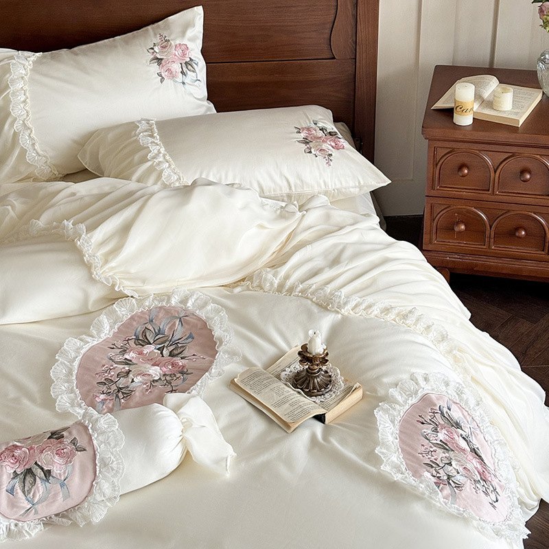 Conjunto de Cama com Bordado F - Embroidery Quilt Cover avaliação e preço