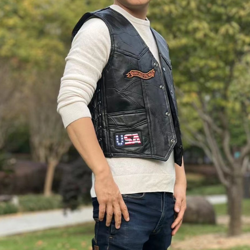 NOVO Colete Masculino de Couro - Embroidery On Leather avaliação e preço