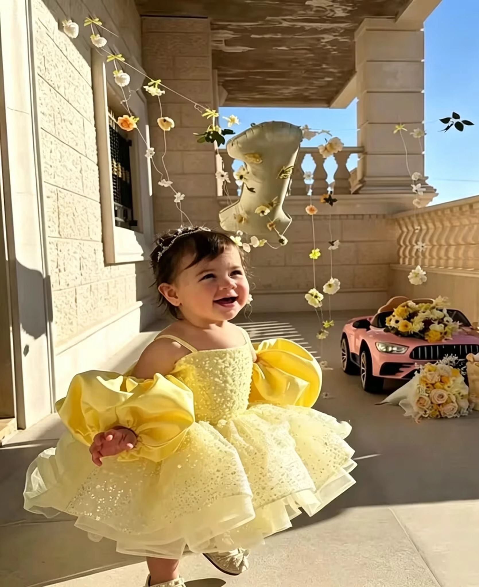 Vestidos fofos de flor amarela - Embroidery Yellow Flower avaliação e preço