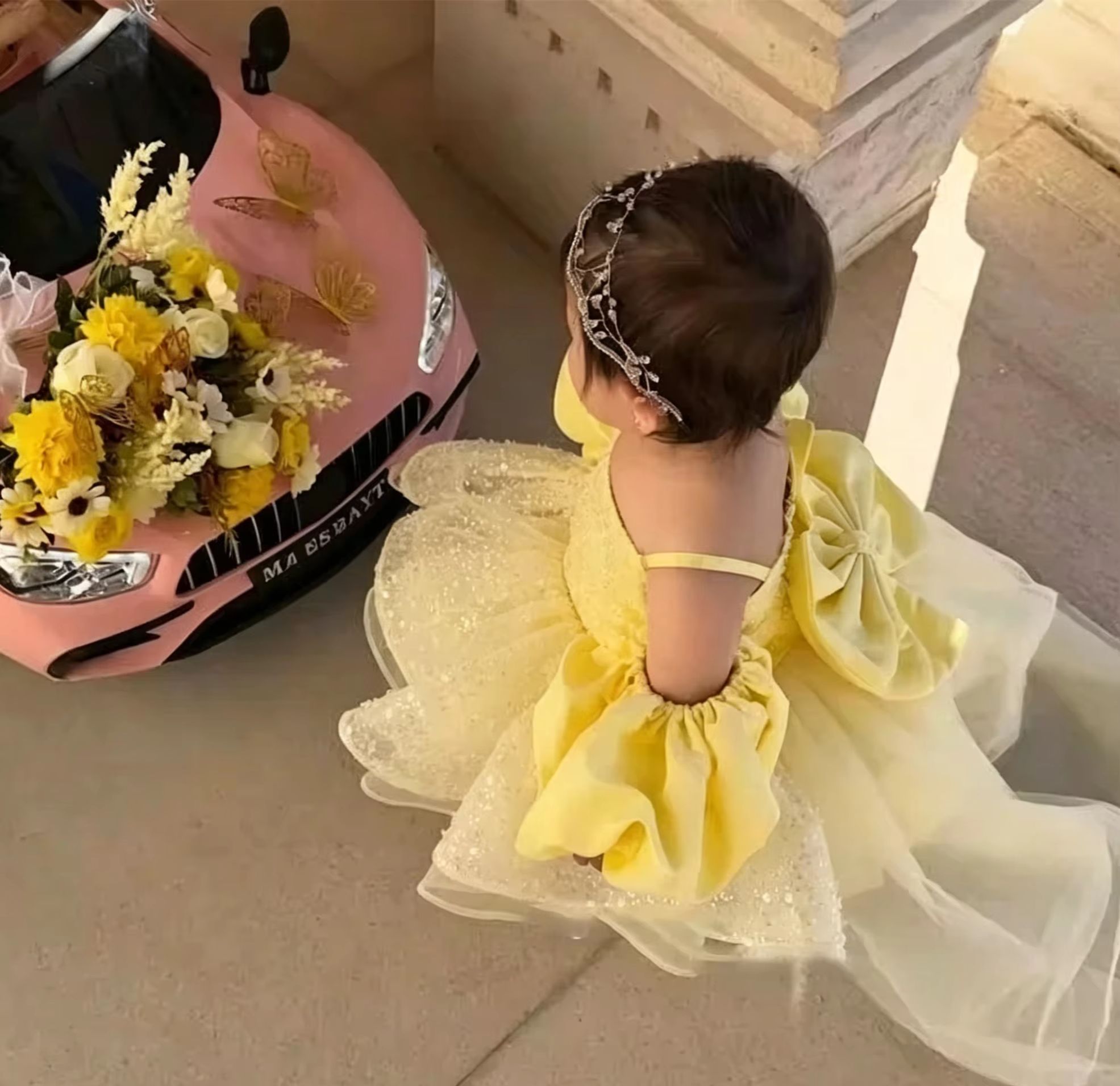 Vestidos fofos de flor amarela - Embroidery Yellow Flower avaliação e preço