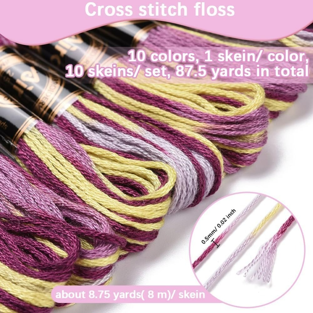 6 fios roxo variegado bordado  - Embroidery Kit avaliação e preço