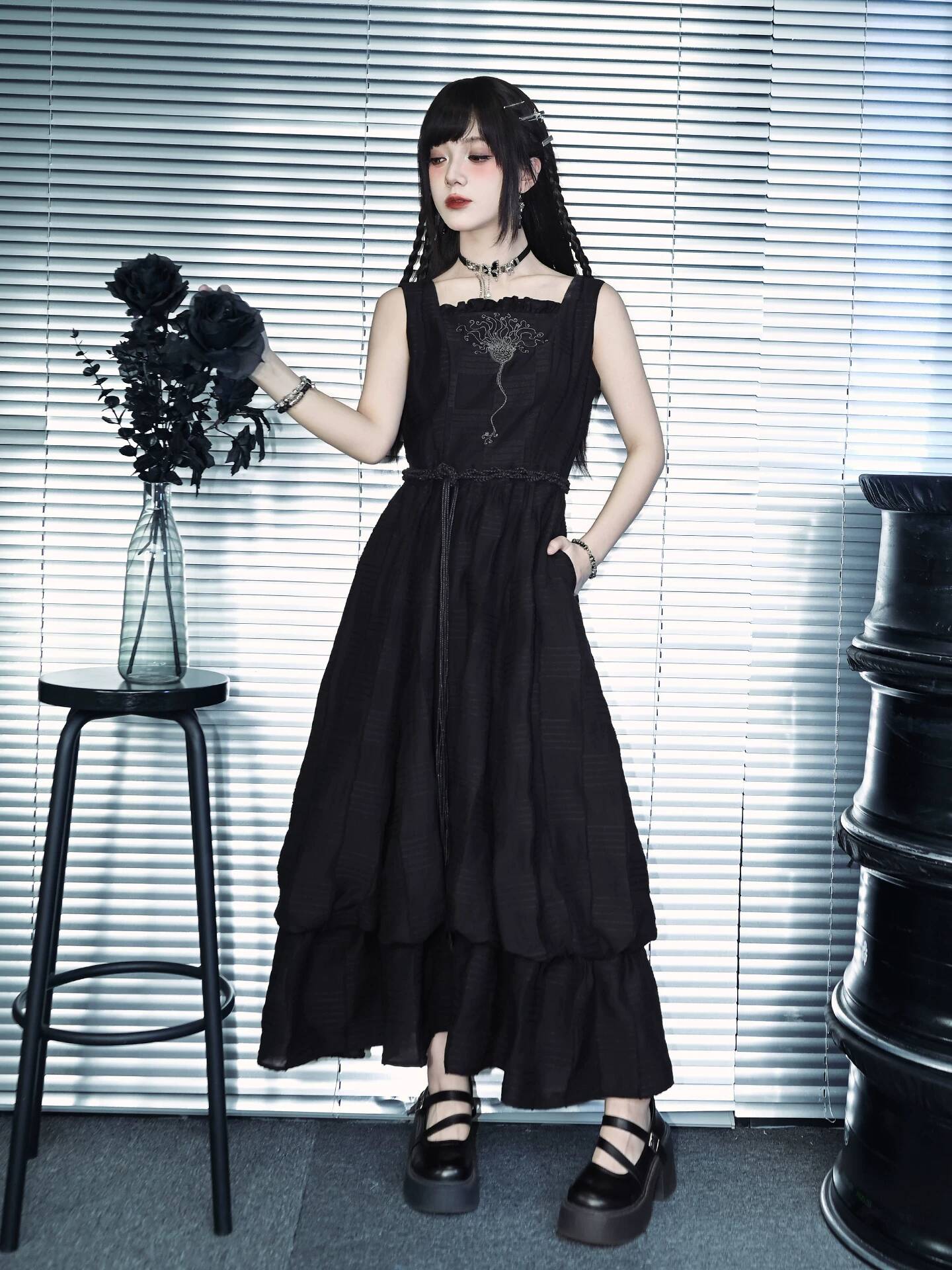 Novo Vestido Longo Preto de Du - Embroidery Knit avaliação e preço