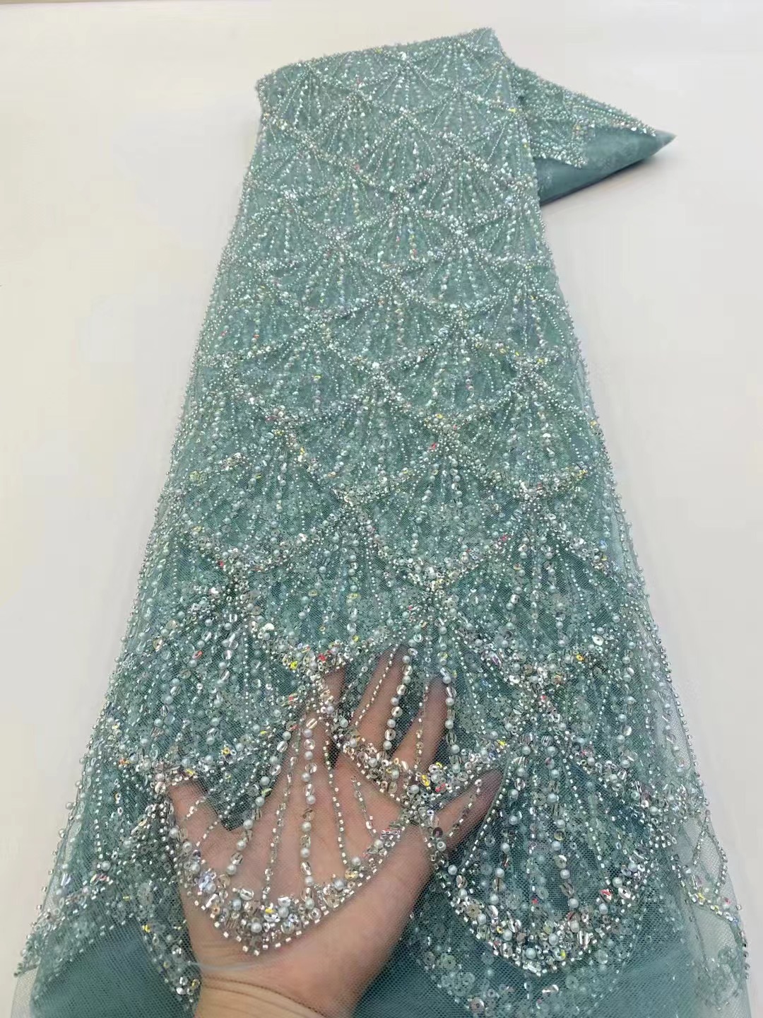 Tecido de Renda Tule Africana  - Embroidery Net Dress avaliação e preço
