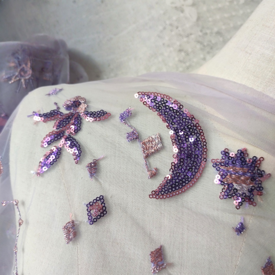 0.5 metros de largura roxa 55. - Embroidery Net Dress avaliação e preço