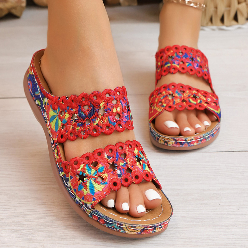 Sandálias Anabela Femininas co - Embroidery Flower avaliação e preço