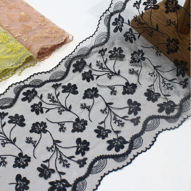 Renda Bordada Bilateral de 41  - Embroidery Yellow Flower avaliação e preço