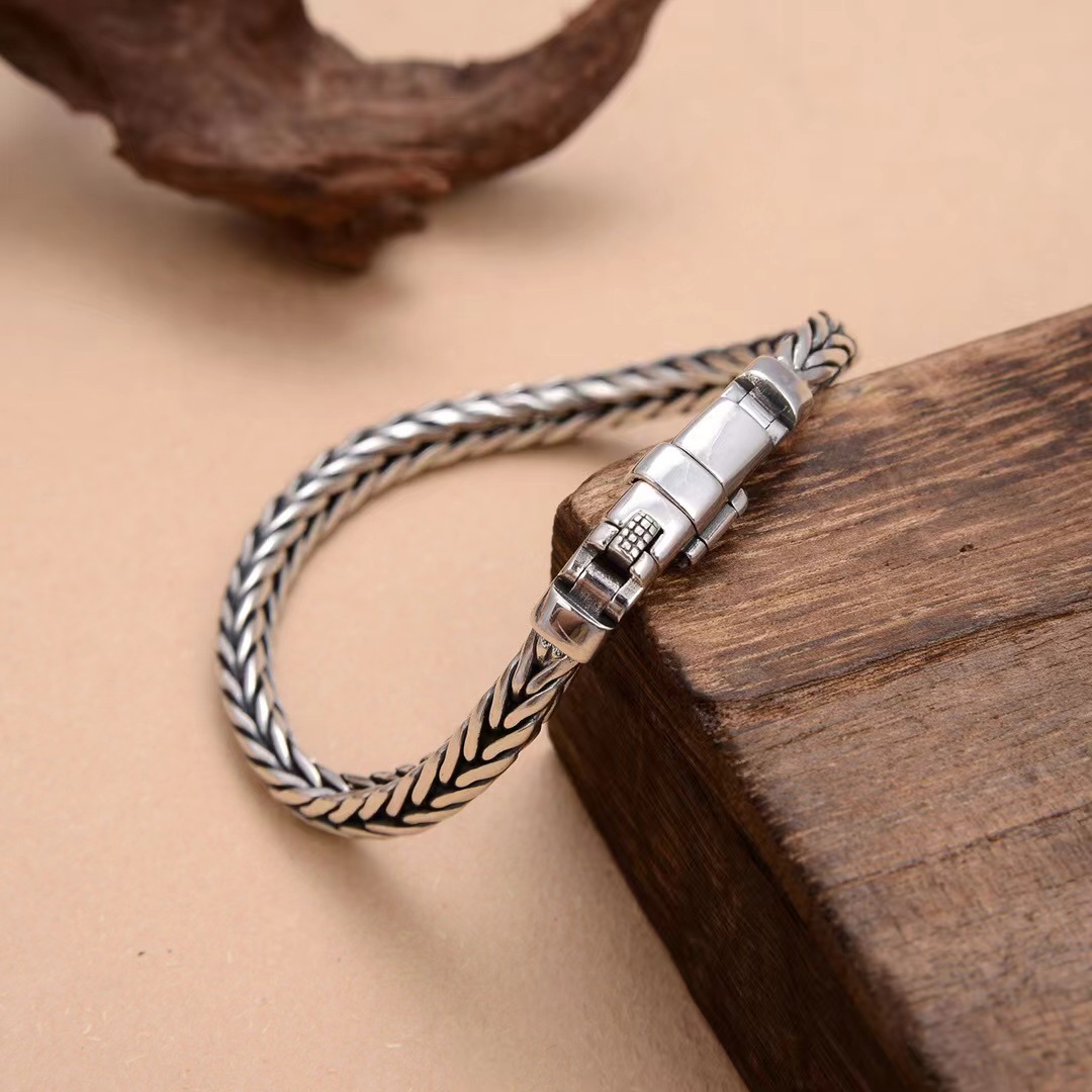 S925 Sterling Silver Pulseiras - Embroidery Bracelet avaliação e preço