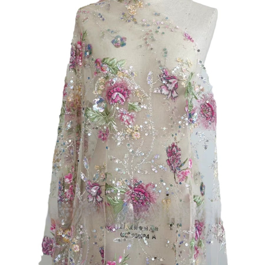Tecido de Renda Luxuosa com Co - Embroidery Net Dress avaliação e preço
