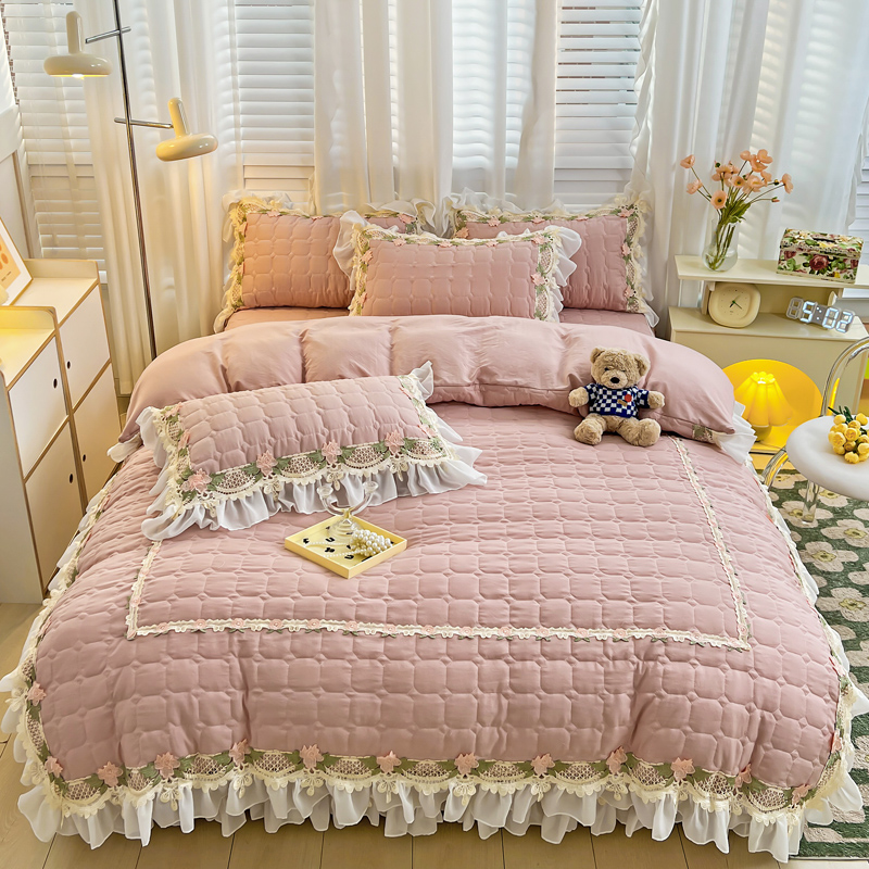 Rosa coreano princesa estilo c - Embroidery Quilt Cover avaliação e preço