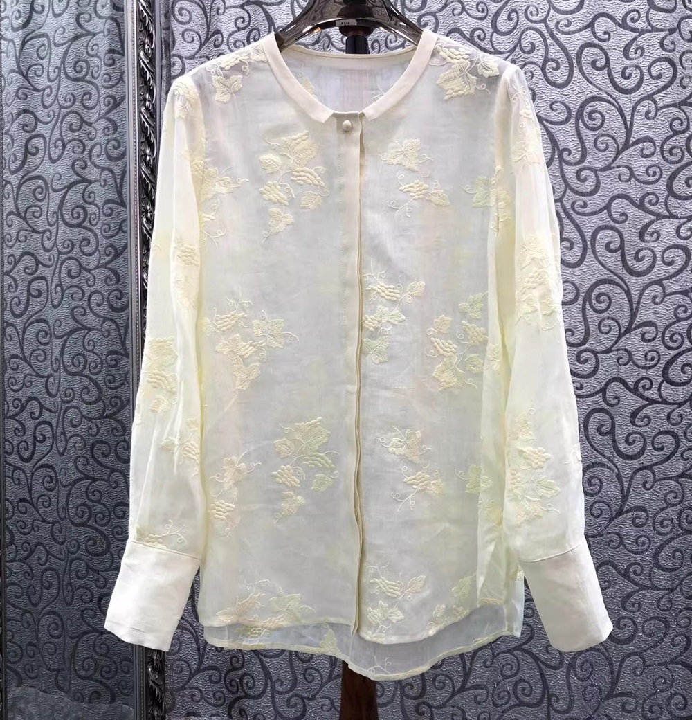 Blusas de Alta Qualidade com N - Embroidery Yellow Flower avaliação e preço